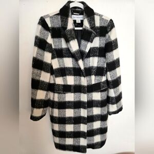 Liz Claiborne Buffalo plaid checkered overcoat warm winter minimalist Medium